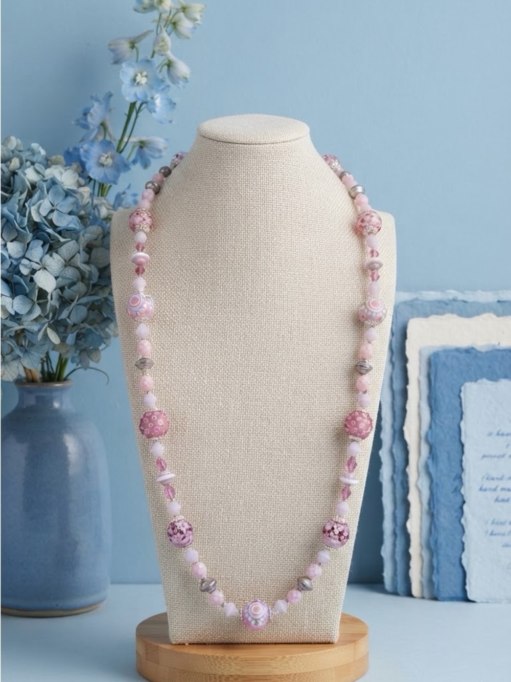 Handcrafted Pink Beaded Necklace - Elegant Women’s Jewelry